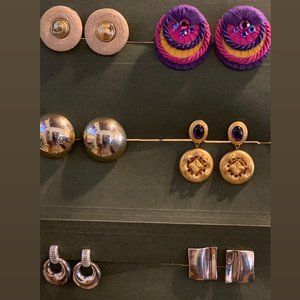 80's Costume Jewelry - Clip On Earrings - Lot of 6